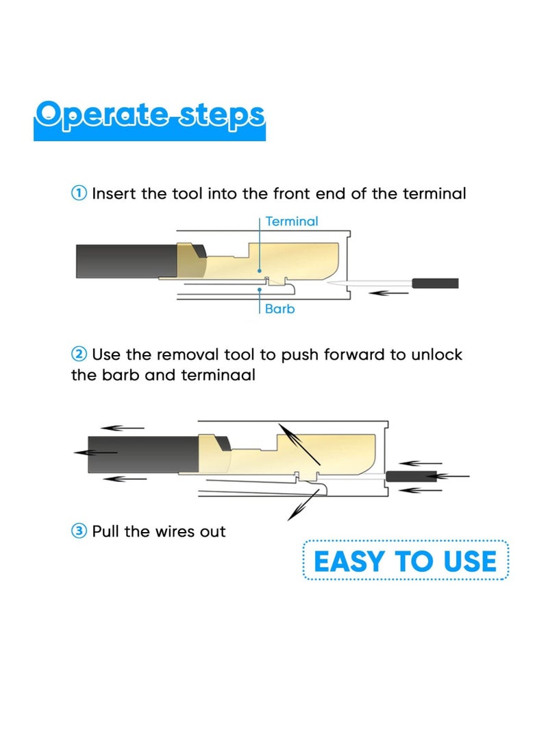 Captaintech Terminal Extractor Removal Tool Kit, Depinning Key Tool Set for Car Auto Household Devices, Wire Connector Pin Release Extractor Tool with a Protective Bag (82 Pieces) - Image 5