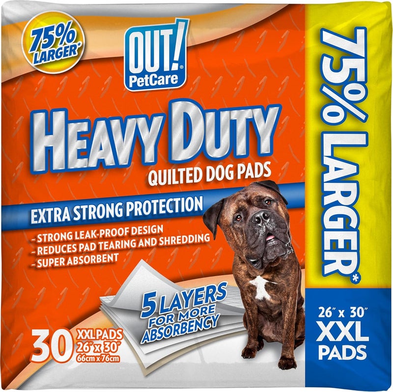 OUT Petcare Puppy Pads XXL Heavy Duty Leak Proof Pee Pads for Dogs Potty Training  Housebreaking Puppy Essentials 26x30 30 Count - Image 1