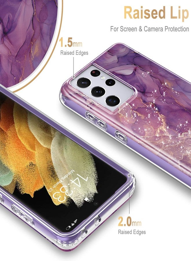 Esdot for Samsung Galaxy S21 Ultra Case,Military Grade Passing 21ft Drop Test,Rugged Cover with Fashion Designs for Women Girls,Protective Phone Case for Galaxy S21 Ultra 6.8" Glitter Purple Marble - Image 4
