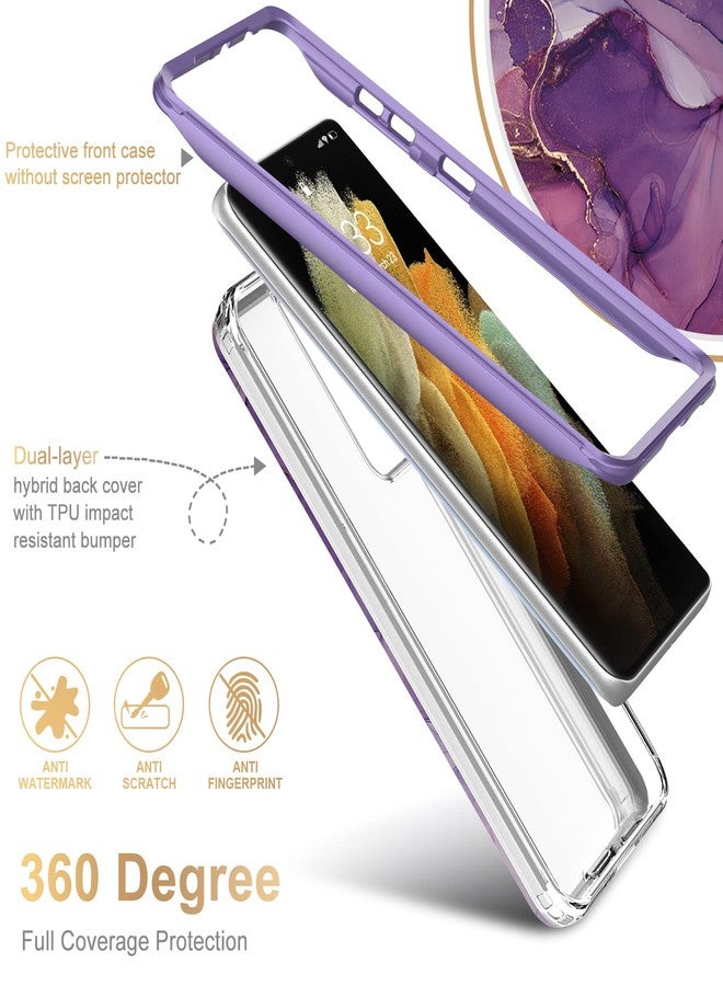 Esdot for Samsung Galaxy S21 Ultra Case,Military Grade Passing 21ft Drop Test,Rugged Cover with Fashion Designs for Women Girls,Protective Phone Case for Galaxy S21 Ultra 6.8" Glitter Purple Marble - Image 3