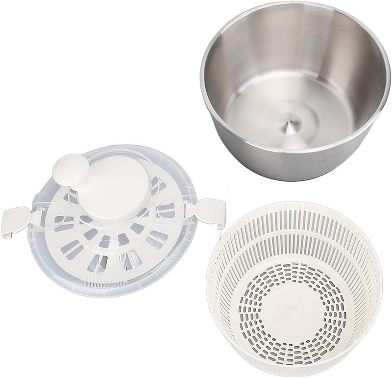 Pilipane Stainless Steel Salad Spinner 5L Large Capacity Multifunctional Lettuce Spinner Vegetable Dryer Drain Bowl Colander for Home Kitchen Cooking - Image 1
