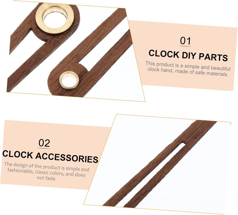 Gadpiparty Wood Clock Hands Kit Precision DIY Clock Movement Replacement Parts for Home Decor and Copper Kit 5 Sets - Image 2