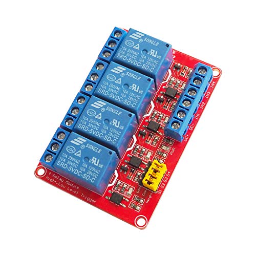 VOGURTIME 4 Channel 5V Relay Module with Optocoupler Isolation Support High and Low Level Trigger Relay Red Board by VOGURTIME - Image 1