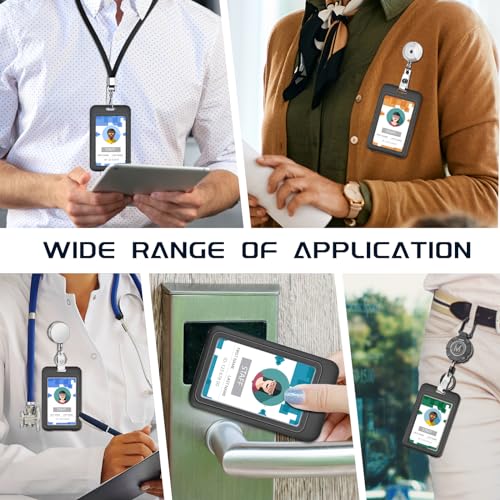 Maileto 3 Pack ID Badge Holder with Double-Sided Windows Hard Plastic Vertical ID Card Holder Black ID Card Case Protector for Office, School, Conference, ID Credit Card, Proximity Key Card - Image 5