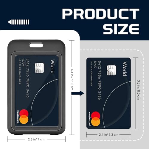 Maileto 3 Pack ID Badge Holder with Double-Sided Windows Hard Plastic Vertical ID Card Holder Black ID Card Case Protector for Office, School, Conference, ID Credit Card, Proximity Key Card - Image 2