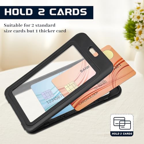 Maileto 3 Pack ID Badge Holder with Double-Sided Windows Hard Plastic Vertical ID Card Holder Black ID Card Case Protector for Office, School, Conference, ID Credit Card, Proximity Key Card - Image 4