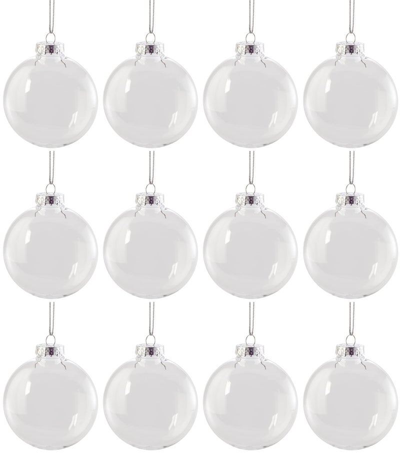 Creative Hobbies 3.15"" Clear Plastic Ornaments Disc Ornaments - Plastic Ornaments for Crafts - Fillable Round Disc Ornaments - Pre-Strung with Hanging Cord | Pack of 12 - Image 2