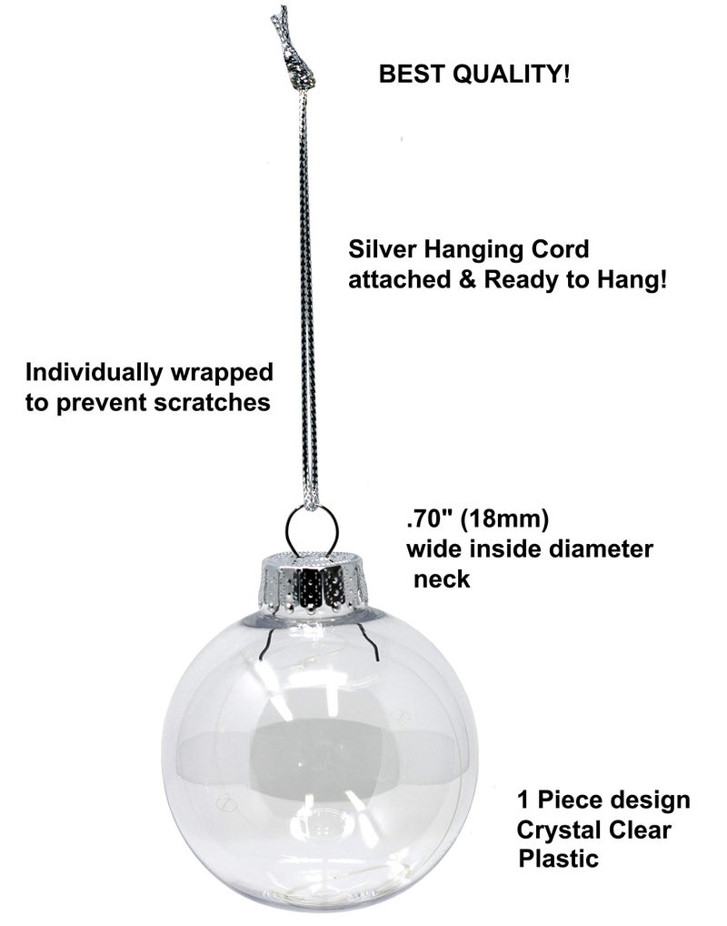 Creative Hobbies 3.15"" Clear Plastic Ornaments Disc Ornaments - Plastic Ornaments for Crafts - Fillable Round Disc Ornaments - Pre-Strung with Hanging Cord | Pack of 12 - Image 5