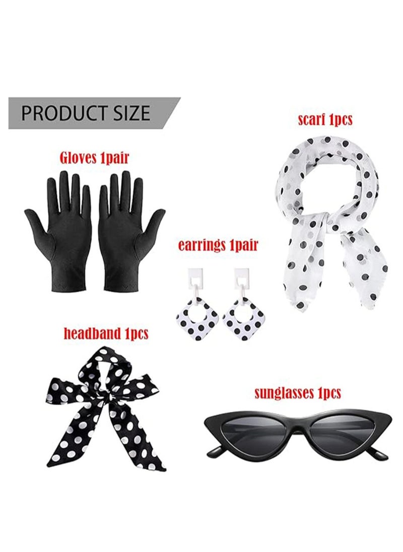 SYOSI - 50s Costume Accessories, 1950s Fancy Dress, Grease Fancy Dress, Grease Fancy Dress, for 1950s Retro Party, Party Supplies, Polka Dot Accessories and Unique Glasses, Cosplay, for Women Girl - Image 1