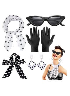 50s Costume Accessories, 1950s Fancy Dress, Grease Fancy Dress, Grease Fancy Dress, for 1950s Retro Party, Party Supplies, Polka Dot Accessories and Unique Glasses, Cosplay, for Women Girl