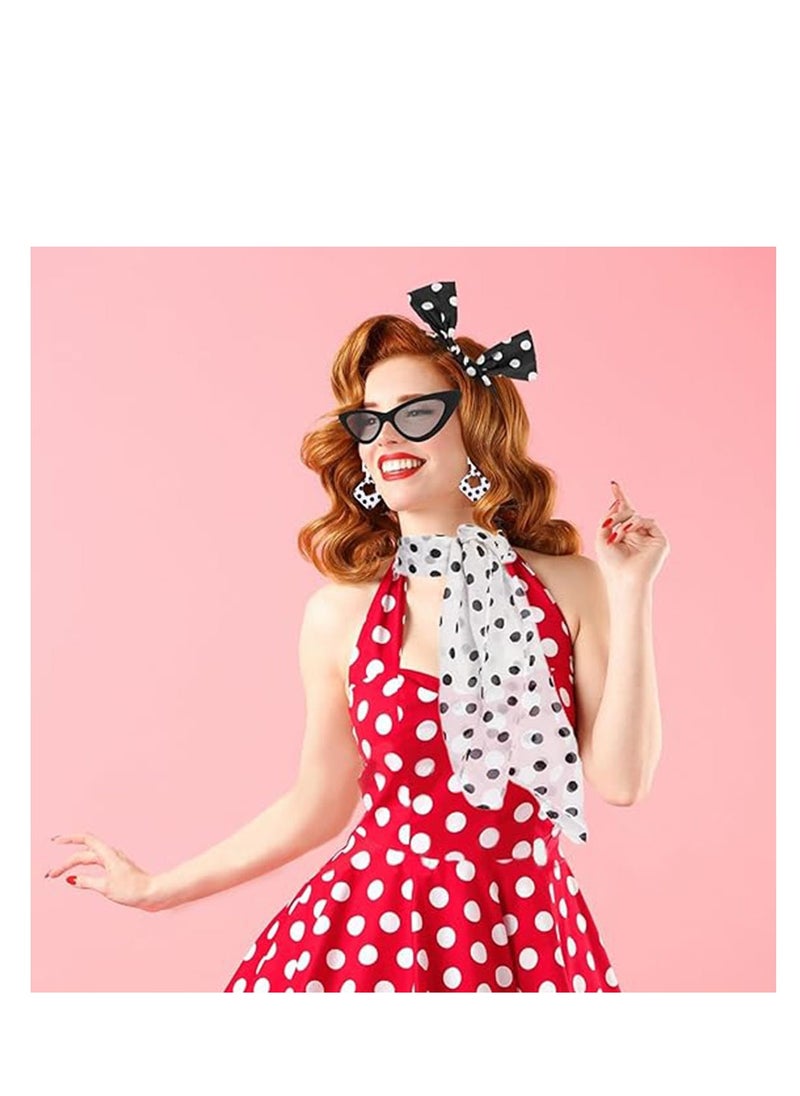 SYOSI - 50s Costume Accessories, 1950s Fancy Dress, Grease Fancy Dress, Grease Fancy Dress, for 1950s Retro Party, Party Supplies, Polka Dot Accessories and Unique Glasses, Cosplay, for Women Girl - Image 1