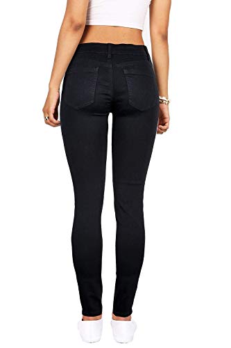 Skirt BL Women's High Waisted Stretch Ripped Skinny Jeans Juniors Destroyed Butt Lifting Denim Pants (Black, US 10) - Image 2