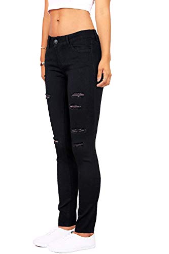 Skirt BL Women's High Waisted Stretch Ripped Skinny Jeans Juniors Destroyed Butt Lifting Denim Pants (Black, US 10) - Image 3