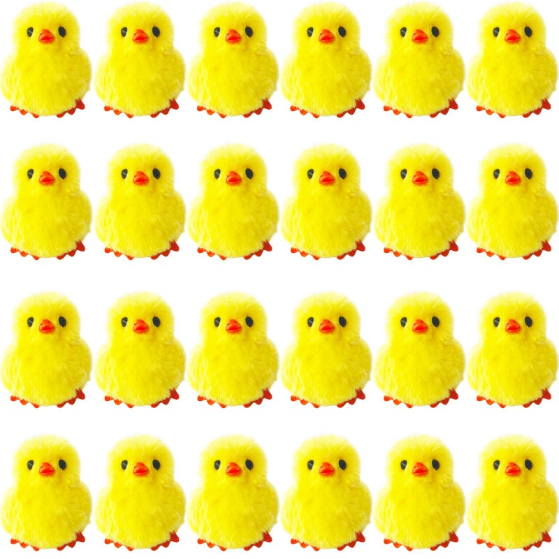 Baaxxango 24 PCS Easter Fluffy Chicks34 Inch Yellow Soft Plush Chicks FigurinesRealistic Plush Farm Chick Mini Ornaments Stuffed Animal for EasterParty FavorsGift Bag Filler - Image 3