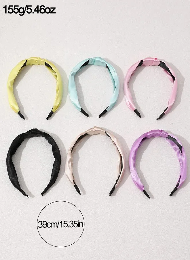 Take Two  Pack of 6 - Girls Multi-Color Satin Knot Headbands for Women | Best Price UAE