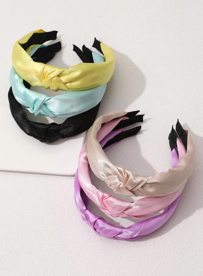 تايك تو Pack of 6 - Girls Multi-Color Satin Knot Headbands