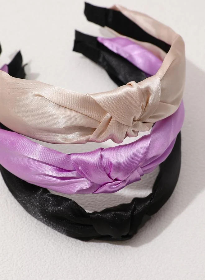 Take Two  Pack of 6 - Girls Multi-Color Satin Knot Headbands for Women | Best Price UAE