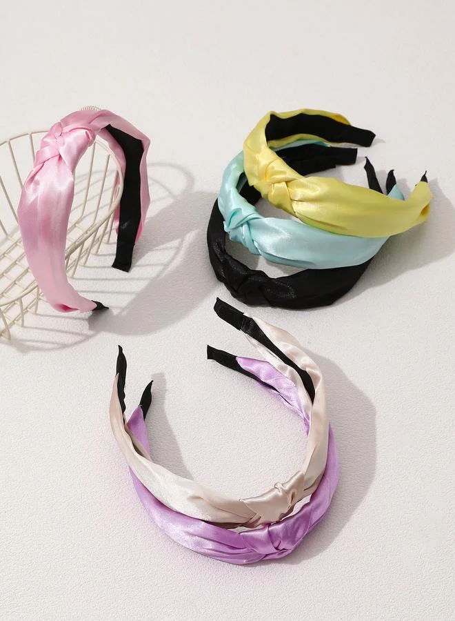 Take Two  Pack of 6 - Girls Multi-Color Satin Knot Headbands for Women | Best Price UAE