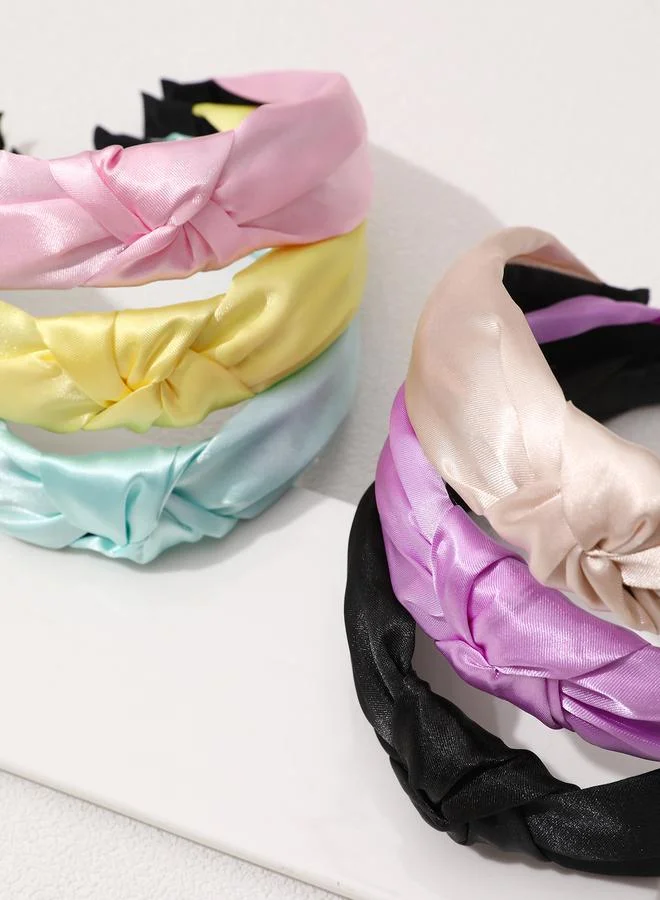تايك تو Pack of 6 - Girls Multi-Color Satin Knot Headbands