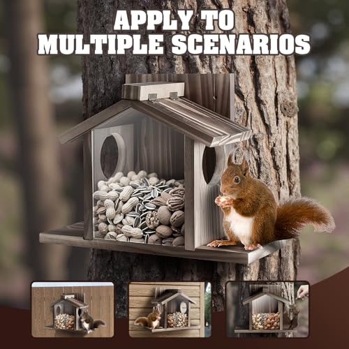 Gnodry Gnodary Squirrel Feeders for Outside, Durable Squirrel House for Outdoor - Chipmunk Feeder, Squirrel Food for Backyard Squirrels Hold Corn, Corn Cob, Peanuts (Walnut Brown) - Image 3