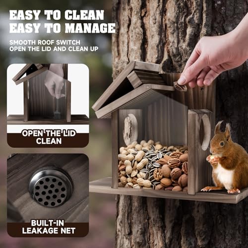 Gnodry Gnodary Squirrel Feeders for Outside, Durable Squirrel House for Outdoor - Chipmunk Feeder, Squirrel Food for Backyard Squirrels Hold Corn, Corn Cob, Peanuts (Walnut Brown) - Image 4