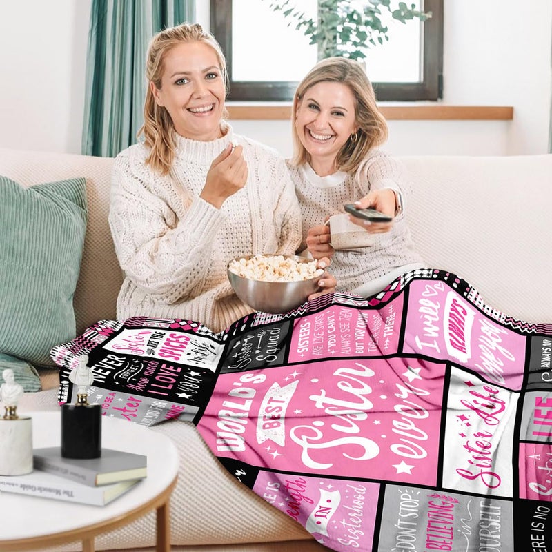 PVDSAVE Sisters Birthday Gifts - World's Best Sister Ever Gifts from Sister - Mothers Day Christmas Valentines Day Birthday Graduation Present for Sis Adult - Sisters Life Blanket 50"x60" - Image 3