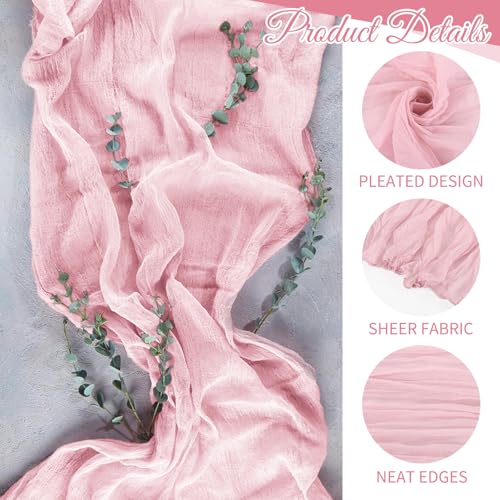 Beautane 10 Pack Light Pink Cheesecloth Table Runner 17x108 Inch Boho Gauze Cheese Cloth Table Runners for Wedding Party Baby Shower Birthday Home Decor - Image 3