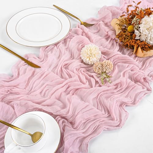 Beautane 10 Pack Light Pink Cheesecloth Table Runner 17x108 Inch Boho Gauze Cheese Cloth Table Runners for Wedding Party Baby Shower Birthday Home Decor - Image 4
