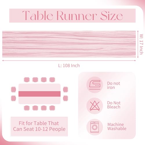 Beautane 10 Pack Light Pink Cheesecloth Table Runner 17x108 Inch Boho Gauze Cheese Cloth Table Runners for Wedding Party Baby Shower Birthday Home Decor - Image 2