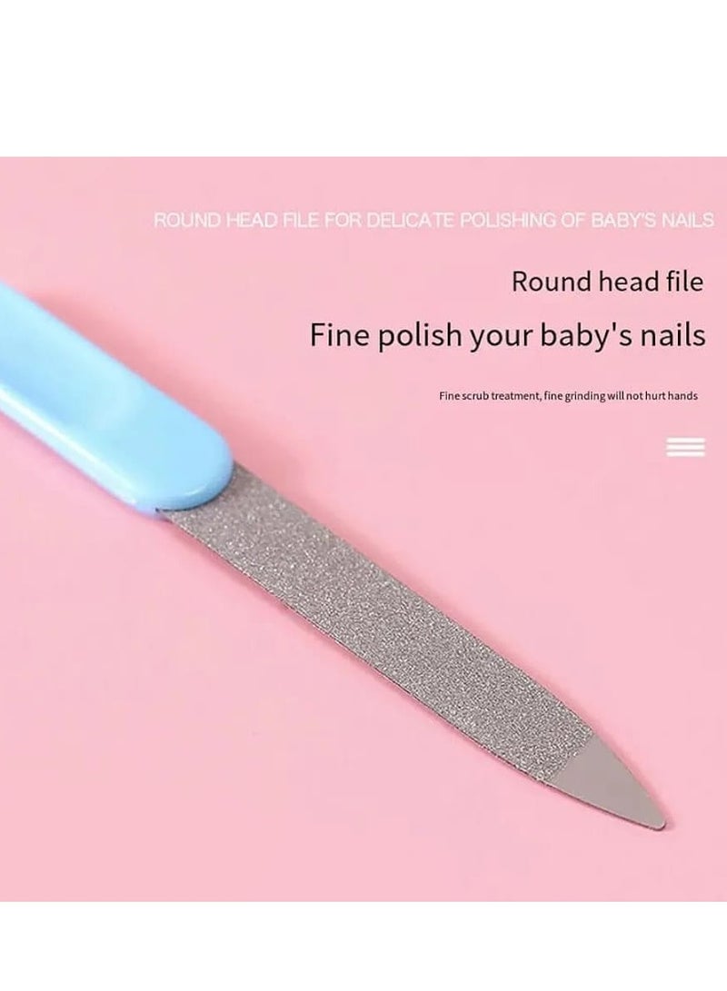 مجموعة العناية الاولية للاطفال من 4 قطع عالية الجودة، مجموعة العناية بالاظافر للاطفال وحديثى الولادة مقص وقصافة اظافر ومبرد للاظافر مع منظف لانف واذن الاطفال (ازرق) - Image 4