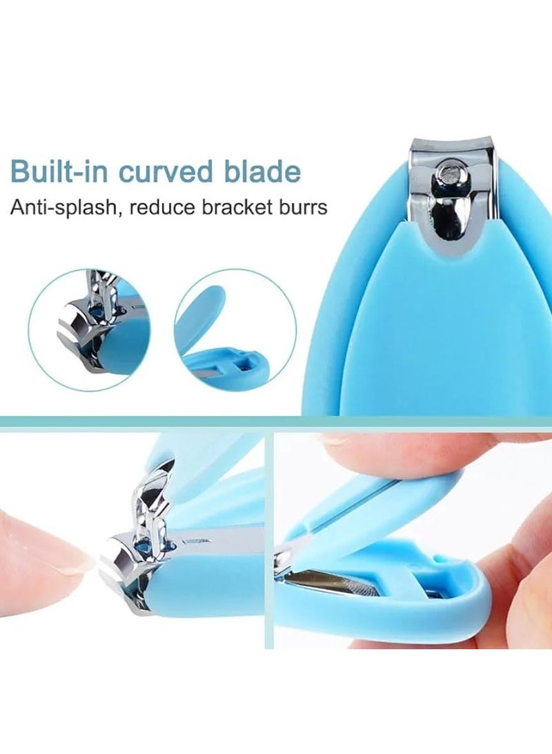 مجموعة العناية الاولية للاطفال من 4 قطع عالية الجودة، مجموعة العناية بالاظافر للاطفال وحديثى الولادة مقص وقصافة اظافر ومبرد للاظافر مع منظف لانف واذن الاطفال (ازرق) - Image 5