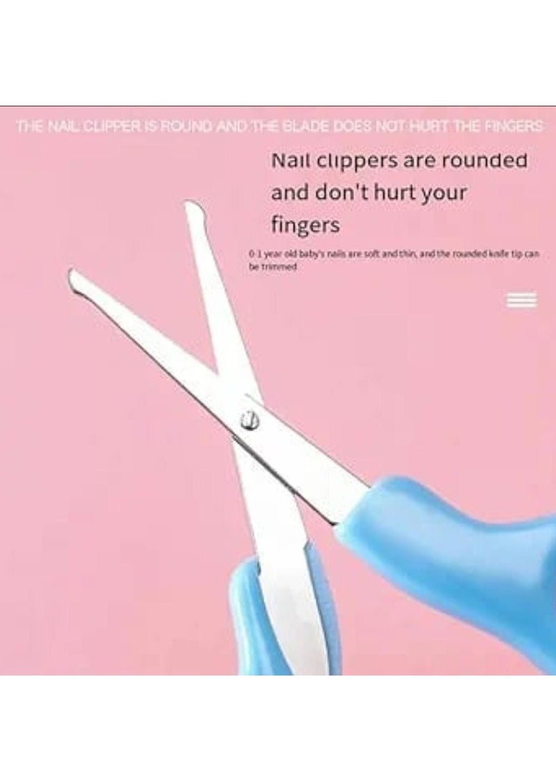 مجموعة العناية الاولية للاطفال من 4 قطع عالية الجودة، مجموعة العناية بالاظافر للاطفال وحديثى الولادة مقص وقصافة اظافر ومبرد للاظافر مع منظف لانف واذن الاطفال (ازرق) - Image 3