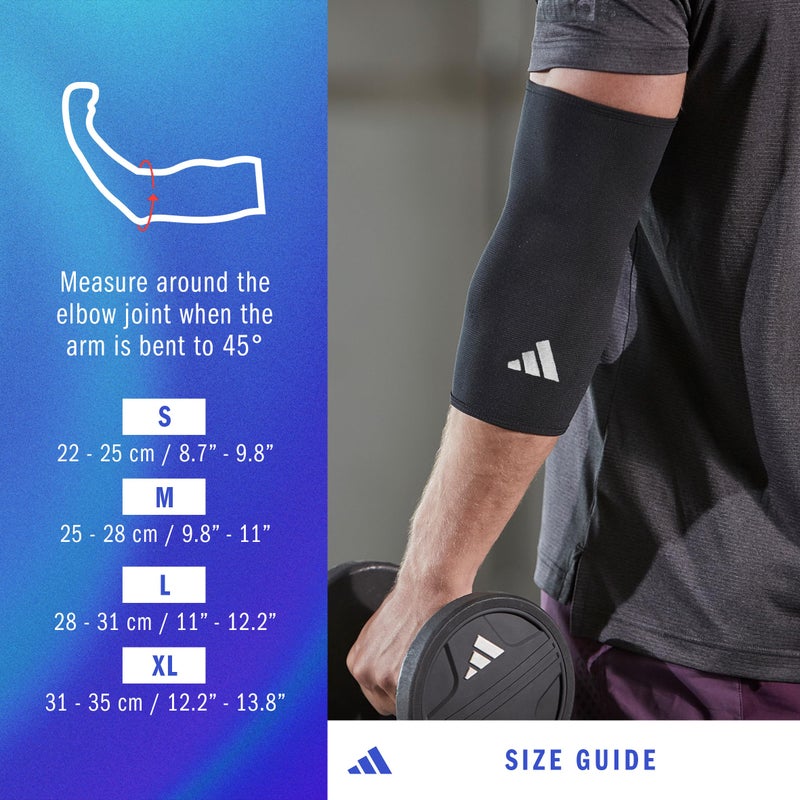اديداس كم دعم الكوع من adidas - دعم سلس وسلس للكوع لمسابقات التدريب واللياقة البدنية العامة - تصميم مريح من النايلون - متين وقابل للتنفس - أسود (شعار أحمر) كبير - Image 5