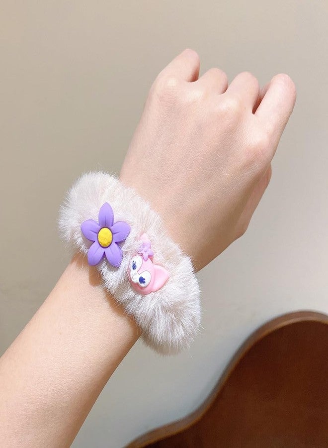 FICTIOUS Hair Scrunchies, Elasticity Hair Ties Cute Hair Ring Plush. Hair Rubber Band Fluffy with Rope Frog Elastic Scrunchies Hair Ropes, Satin Hair Ties for Girls - 3pc, Multicolor. - Image 5