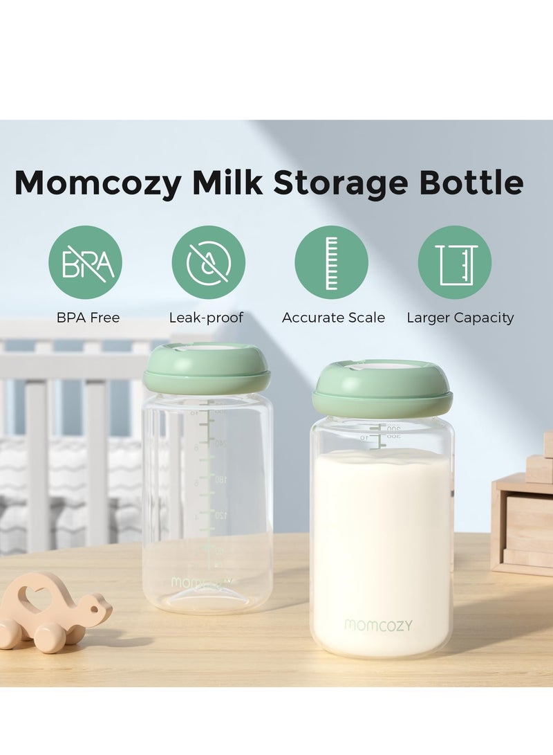 Momcozy Natural Baby Bottle, 10oz Wide-Neck Breast Milk Container, Breastmilk Storage Bottle for Fridge & Momcozy Breast Milk Cooler, BPA Free Milk Collection Bottles, Breastfeeding Essential, 4PCS - Image 2