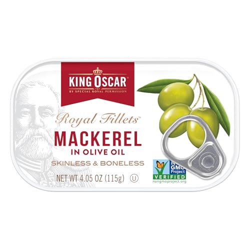 King Oscar Mackerel in Olive Oil 405 Ounce Can Pack of 12 Packaging May Vary Skinless  Boneless Wild Caught Canned Mackerel - Image 5