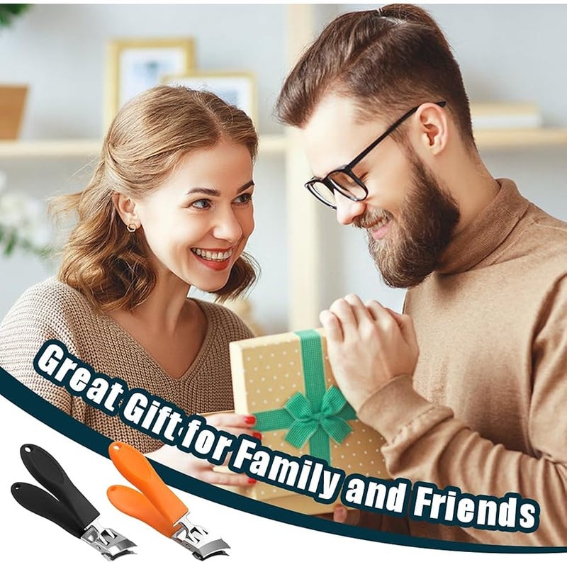 Fauppt Wide Jaw Opening Anti-Splash Slanted Nail Clipper,2026 Fingernail and Toenail Clippers Cutters for Seniors Women Men,Slanted Nail Clipper Nail Clippers for Home Use (orange-2pcs) - Image 4