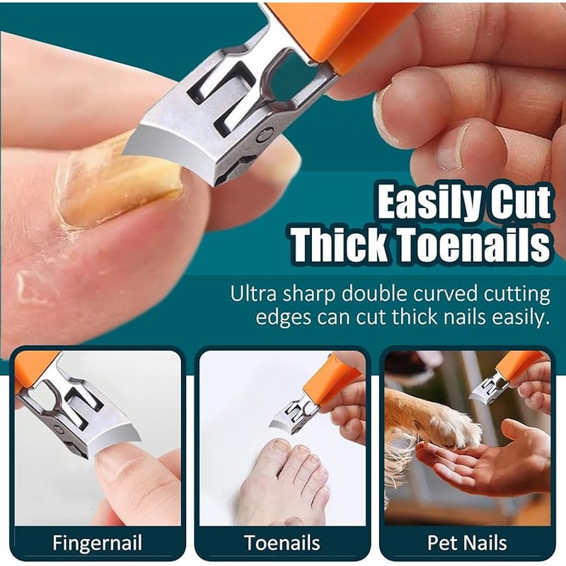 Fauppt Wide Jaw Opening Anti-Splash Slanted Nail Clipper,2026 Fingernail and Toenail Clippers Cutters for Seniors Women Men,Slanted Nail Clipper Nail Clippers for Home Use (orange-2pcs) - Image 2