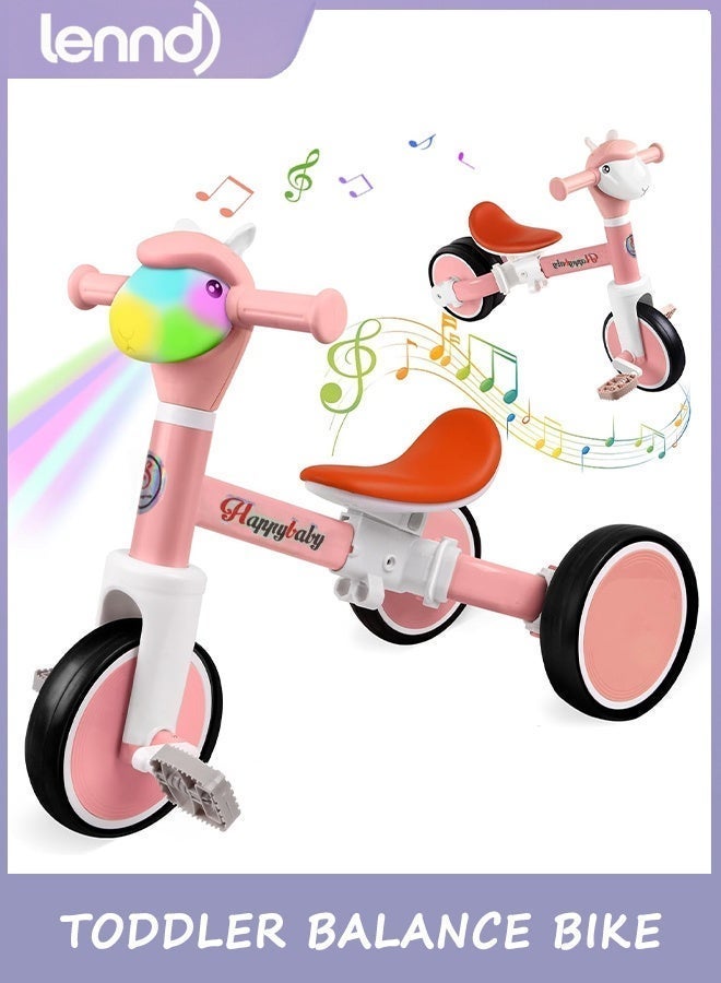 LENND Toddler Balance Bike with Light & Music, Tricycle for Toddlers 1-5 Year Olds, Toddler Tricycle for Boys Girls, Kids Bicycle with Removable Pedal, Birthday Gifts for 1 2 3 4 5 Year - Image 1