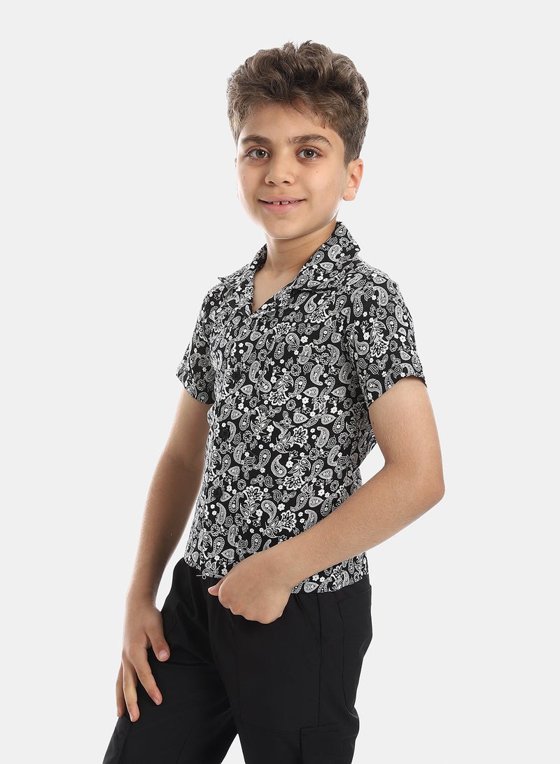 Andora Comfy Self Pattern Shirt - Black & White - Image 2