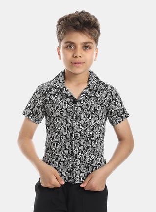 Comfy Self Pattern Shirt - Black & White