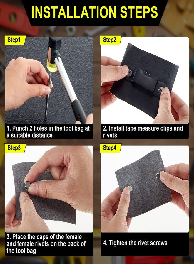 Dunzy Small Metal Tape Measure Holder Clip Occidental Tape Tool Measure Belt Clip for Tool Belt with Mounting Screw for Drill Leather Pocket(8 Set) - Image 3