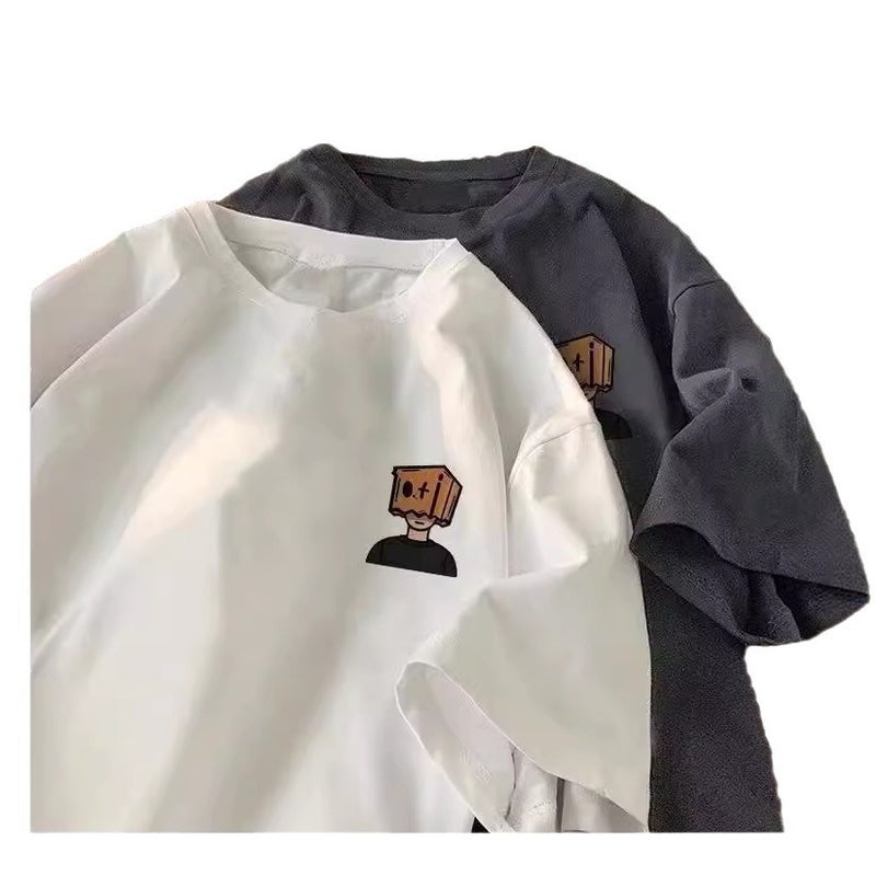 White Cotton Short-Sleeved T-Shirt Men'S Summer American-Style Heavy Trendy Loose Boys Half-Sleeved T-Shirt - Image 5