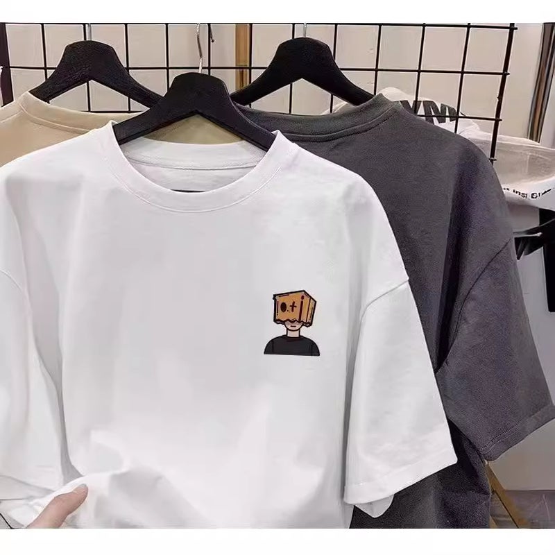 White Cotton Short-Sleeved T-Shirt Men'S Summer American-Style Heavy Trendy Loose Boys Half-Sleeved T-Shirt - Image 4