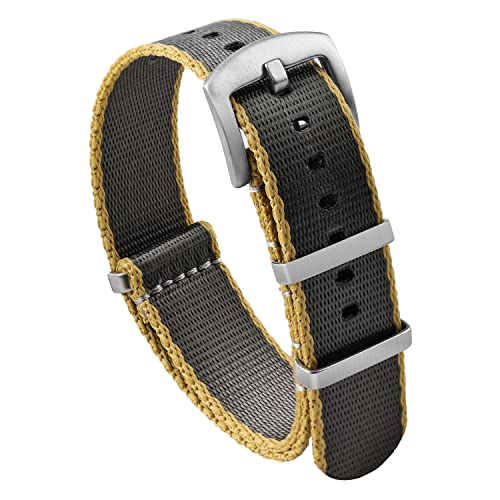 watchdives Nylon Watch Band 18mm 20mm 22mm Multicolor Replacement Watch Straps for Men Women (Yellow Gray, 20mm) - Image 1