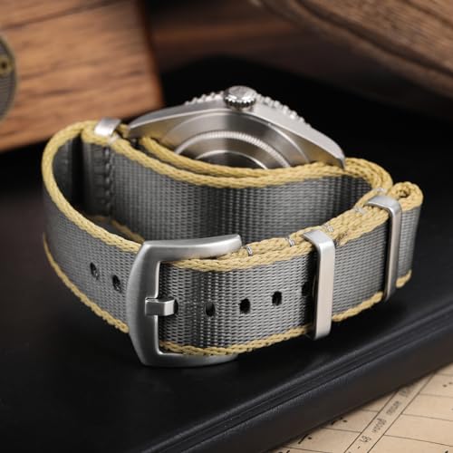 watchdives Nylon Watch Band 18mm 20mm 22mm Multicolor Replacement Watch Straps for Men Women (Yellow Gray, 20mm) - Image 5
