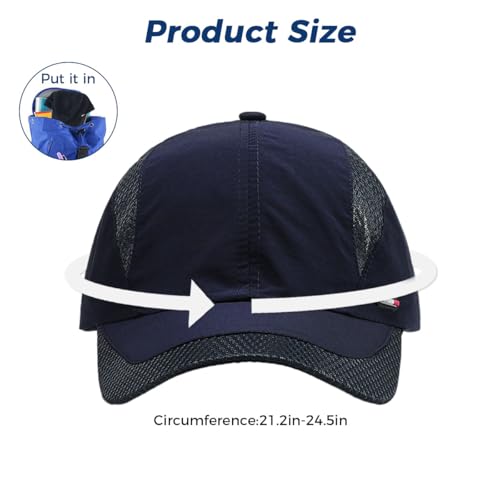 GUSTAVE® Caps for Men Breathable Net Cotton Men & Women Adjustable Sun Visor UV Protection Summer Sports Hat for Golf, Cycling, Running, Gym & Outdoor Activities (22.1-24.4 Inch, Navy Blue) - Image 2