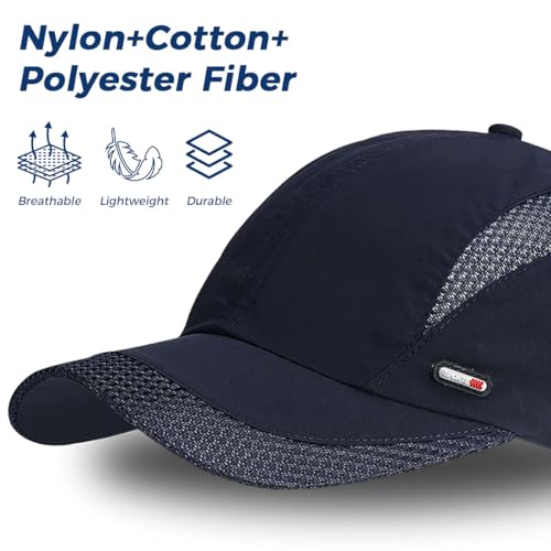 GUSTAVE® Caps for Men Breathable Net Cotton Men & Women Adjustable Sun Visor UV Protection Summer Sports Hat for Golf, Cycling, Running, Gym & Outdoor Activities (22.1-24.4 Inch, Navy Blue) - Image 5