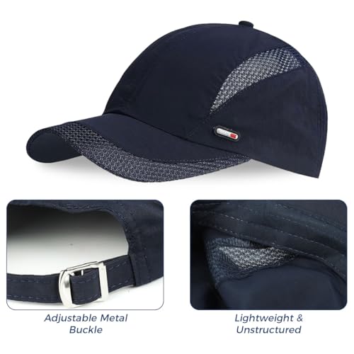 GUSTAVE® Caps for Men Breathable Net Cotton Men & Women Adjustable Sun Visor UV Protection Summer Sports Hat for Golf, Cycling, Running, Gym & Outdoor Activities (22.1-24.4 Inch, Navy Blue) - Image 4