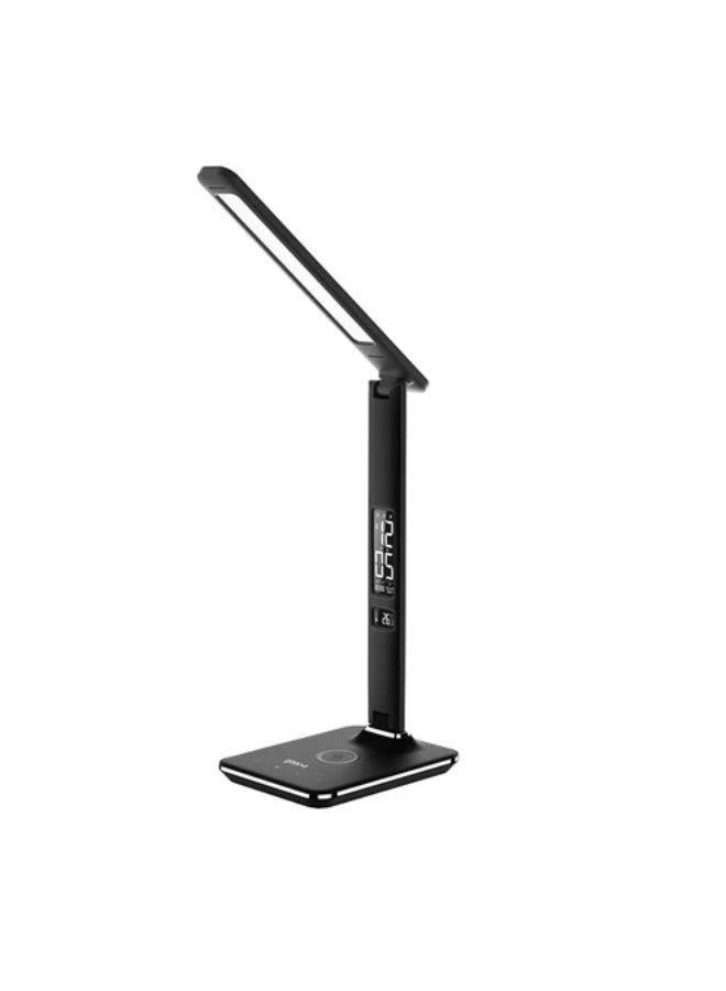 كروني مصباح طاولة Crony U13q مع شحن لاسلكي - ساعة إضاءة ليلية LED مصباح مكتبي مع شاحن لاسلكي مدمج وساعة منبه - Image 1